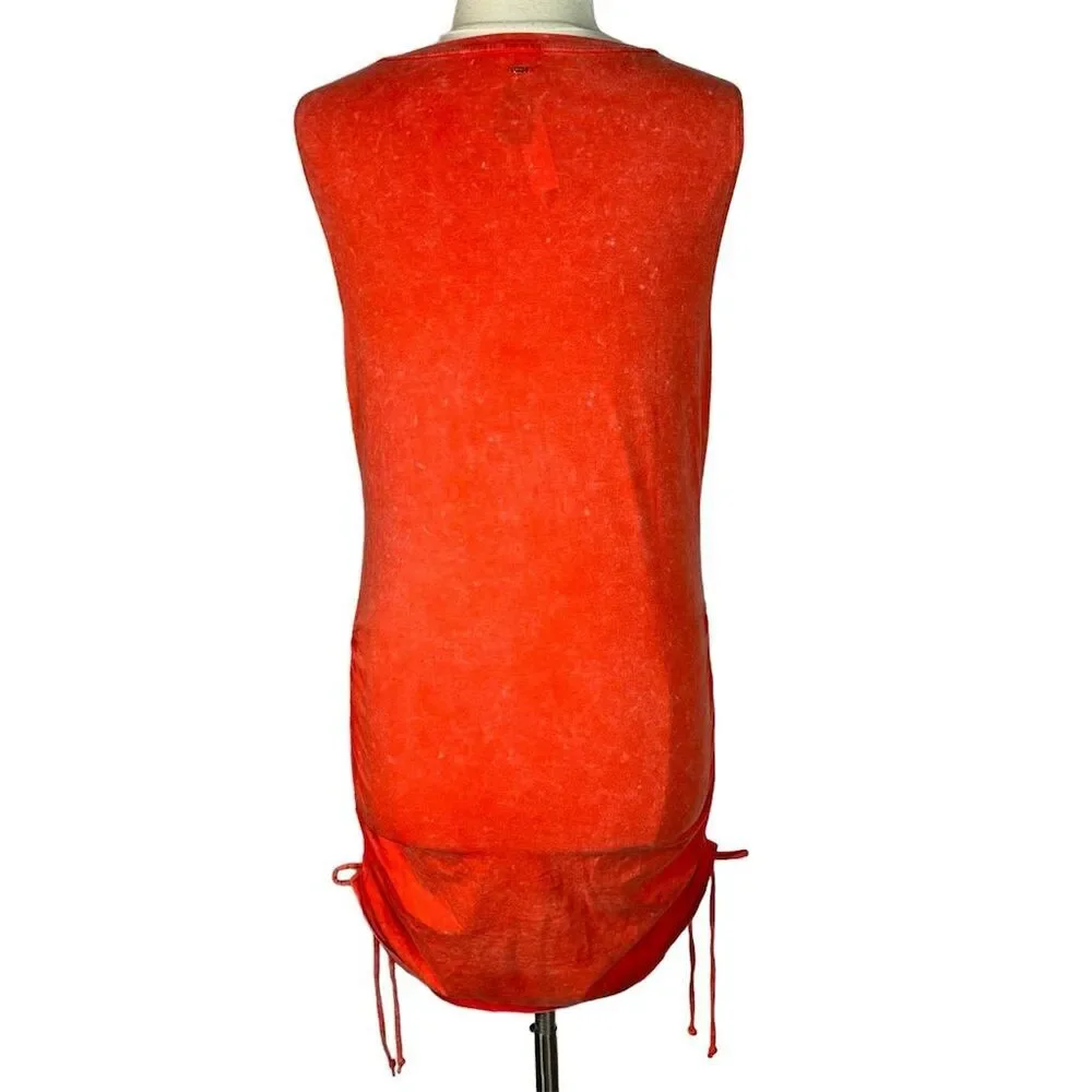 Victoria's Secret PINK Sleeveless Ruched Drawstring Dress Coral Orange XL - Picture 4 of 9